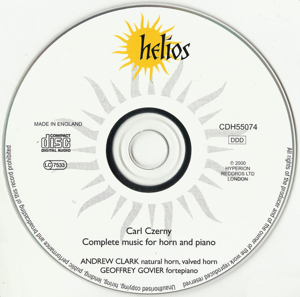 Carl Czerny, Andrew Clark (3), Geoffrey Govier : Complete Music For Horn And Fortepiano (CD)