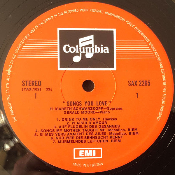 Elisabeth Schwarzkopf : In Songs You Love (LP, RP)
