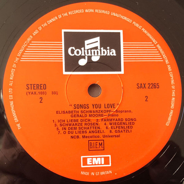 Elisabeth Schwarzkopf : In Songs You Love (LP, RP)