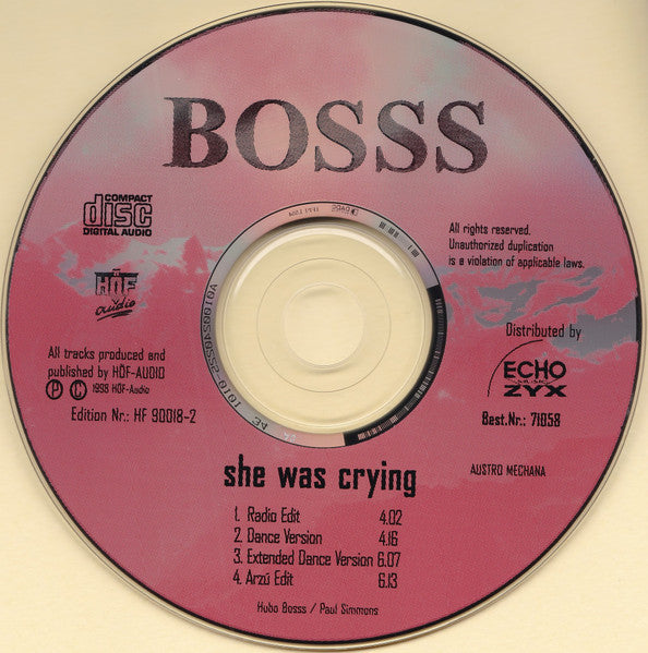 Hubo Bosss : She Was Crying (CD, Maxi)