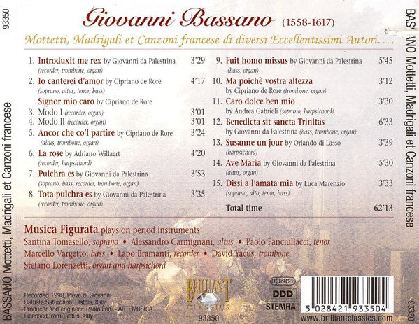 Bassano*, Musica Figurata : Mottetti, Madrigali Et Canzoni Francese Di Diversi Eccellentissimi Autori (CD, Album, RE)