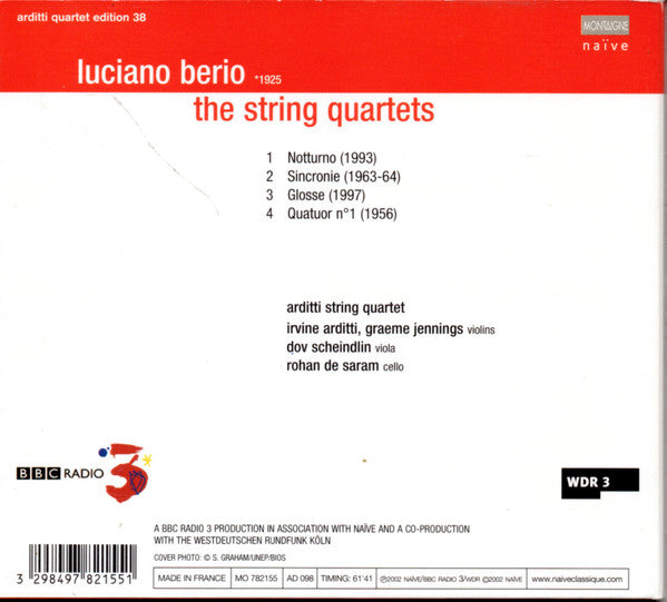 Luciano Berio / Arditti String Quartet* : The String Quartets (CD, Album)