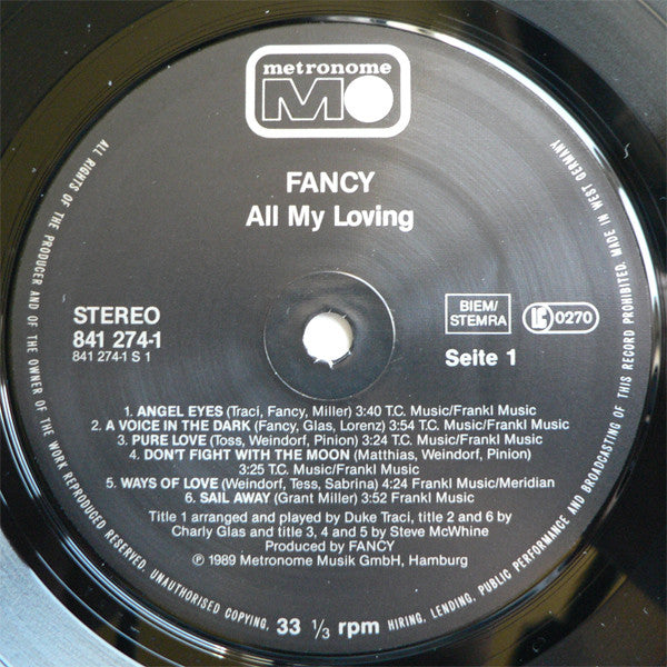 Fancy : All My Loving (LP, Album)