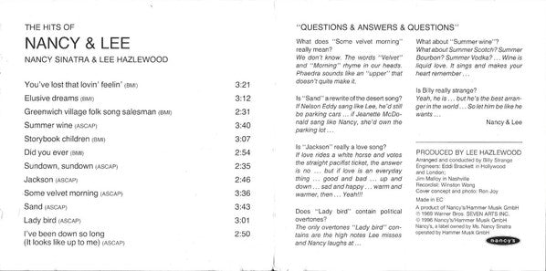 Nancy Sinatra &amp; Lee Hazlewood : The Hits Of Nancy &amp; Lee (CD, Album, RE)