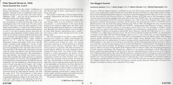 Peter Maxwell Davies, Maggini Quartet* : Naxos Quartets Nos. 5 And 6 (CD, Album)