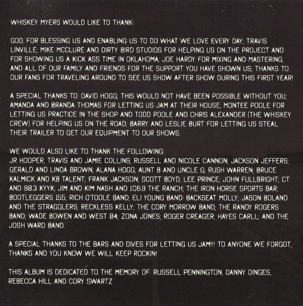 Whiskey Myers : Road Of Life (CD, Album)