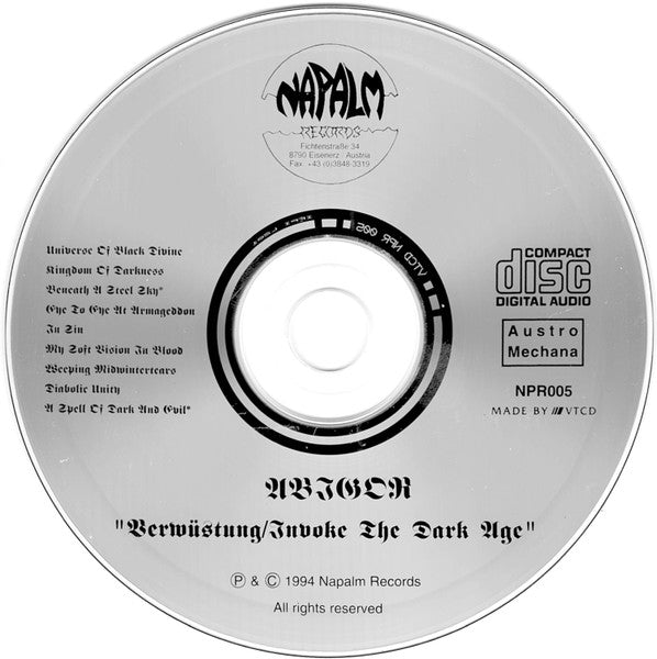 Abigor : Verwüstung / Invoke The Dark Age (CD, Album, RE)