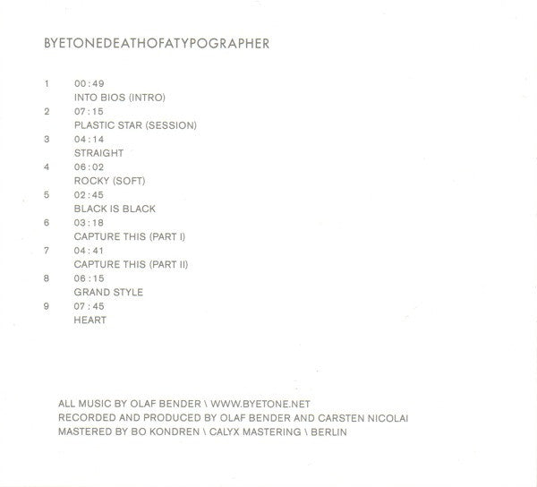 Byetone : Death Of A Typographer (CD, Album)