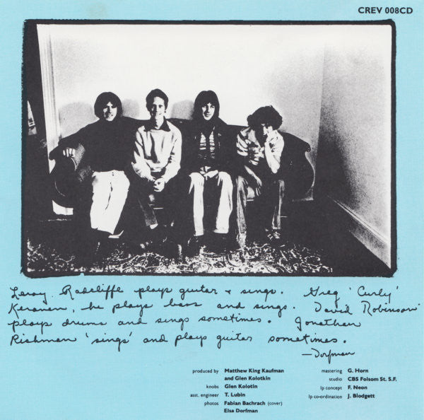 Jonathan Richman &amp; The Modern Lovers : Jonathan Richman &amp; The Modern Lovers (CD, Album, RE)
