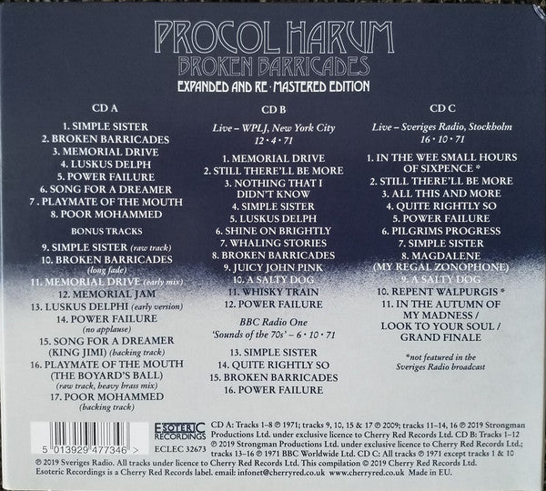 Procol Harum : Broken Barricades (CD, Album, RE, RM + CD, RE, RM + CD, RE, RM + Exp)