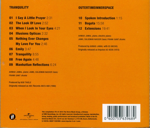 Ahmad Jamal : Tranquility / Outertimeinnerspace (CD, Comp, RE, RM, Son)