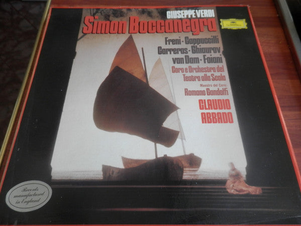 Giuseppe Verdi - Freni*, Cappuccilli*, Carreras*, Ghiaurov*, van Dam*, Foiani*, Coro* e Orchestra Del Teatro Alla Scala, Romano Gandolfi, Claudio Abbado : Simon Boccanegra (3xLP, Album + Box)