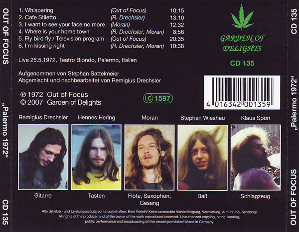 Out Of Focus : Palermo 1972 (CD, Album)