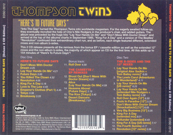 Thompson Twins : Here's To Future Days (CD, Album, RE, RM + CD, Comp, RM + Dlx)