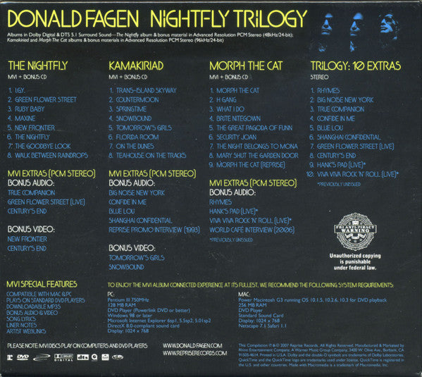 Donald Fagen : Nightfly Trilogy (Box, Comp, Ltd + DVD-V, Album, Multichannel, MVI +)