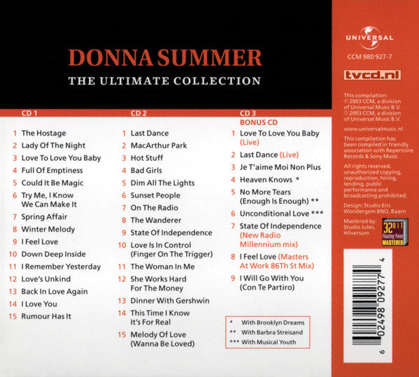 Donna Summer : The Ultimate Collection (3xCD, Comp, RM, RP, EDC)