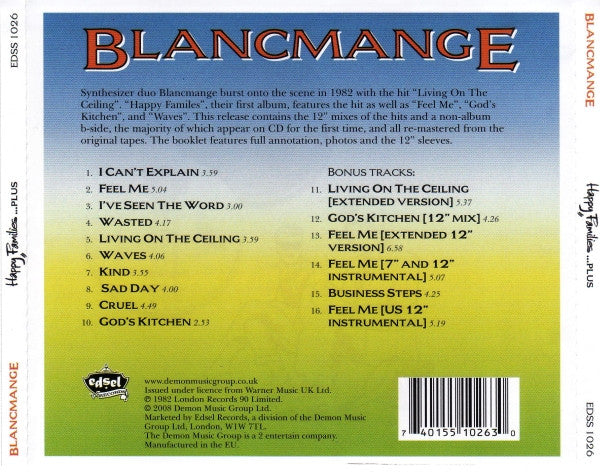 Blancmange : Happy Families… Plus (CD, Album, RE, RM)
