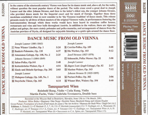 Tanzquartett Wien : Dance Music From Old Vienna (CD, Album)