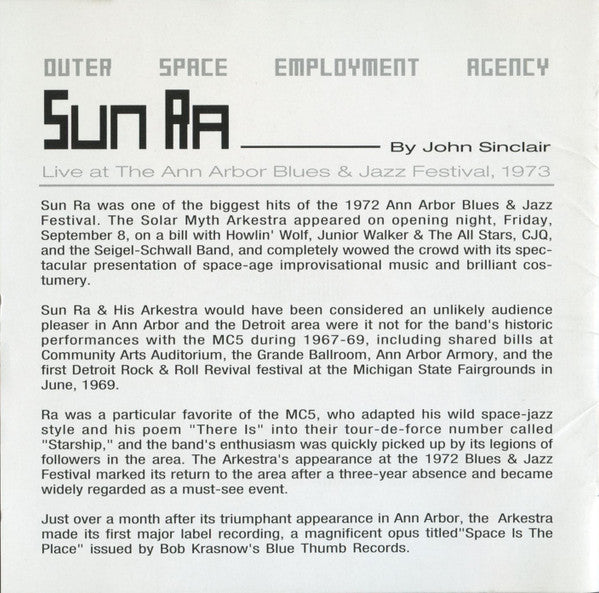 Sun Ra And His Intergalactic Arkestra* : Outer Space Employment Agency (CD, Album)