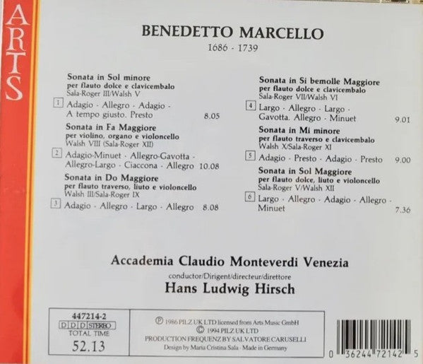 Benedetto Marcello, Accademia Claudio Monteverdi, Hans Ludwig Hirsch : Sonatas Op. 2 - Vol. 2 (CD)