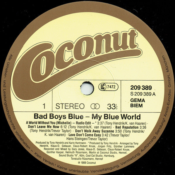 Bad Boys Blue : My Blue World (LP, Album, RE)