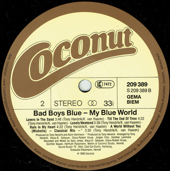 Bad Boys Blue : My Blue World (LP, Album, RE)