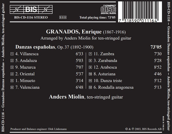Enrique Granados, Anders Miolin : 12 Danzas Españolas (CD, Album)
