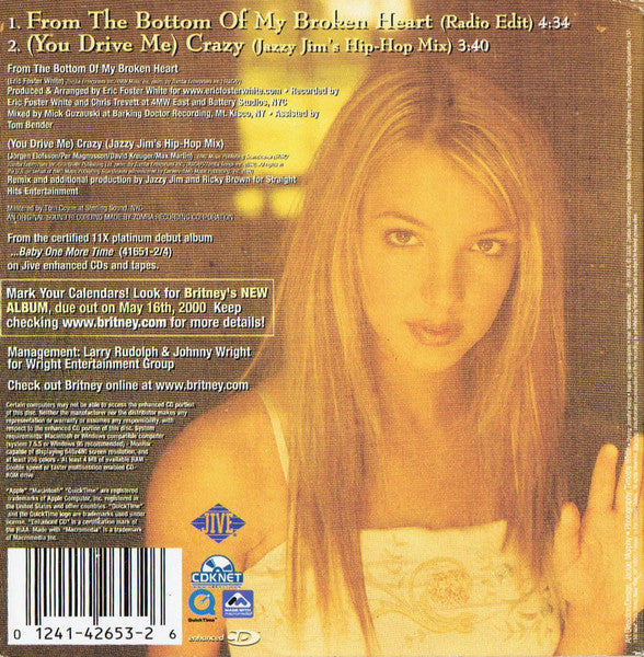 Britney Spears : From The Bottom Of My Broken Heart (CD, Single, Enh, Son)
