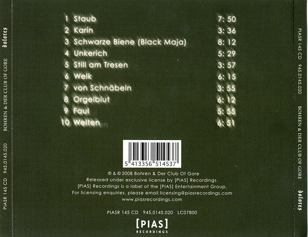 Bohren &amp; Der Club Of Gore : Dolores (CD, Album)