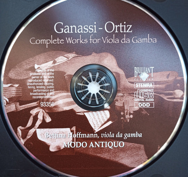Ganassi*, Ortiz* - Bettina Hoffmann, Modo Antiquo : Complete Works For Viola Da Gamba (CD, Album, RE)