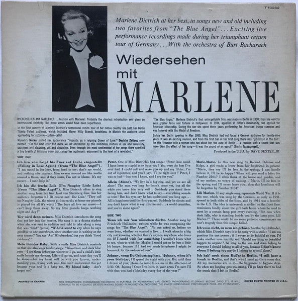 Marlene Dietrich : Wiedersehen Mit Marlene (LP, Album, Mono, RE)