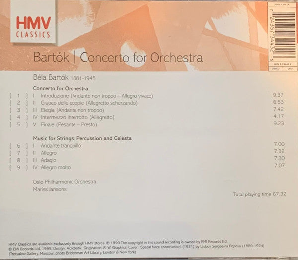 Bartók*, Oslo Philharmonic Orchestra*, Mariss Jansons : Concerto For Orchestra / Music For Strings, Percussion And Celesta (CD, Album, RE)