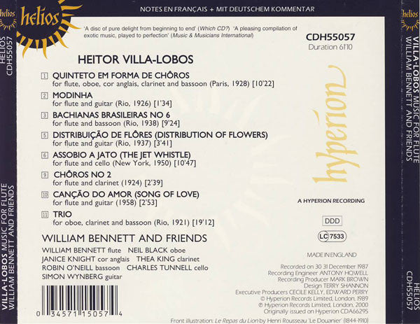 Villa-Lobos*, William Bennett And Friends : Music For Flute (CD, Album, RE)