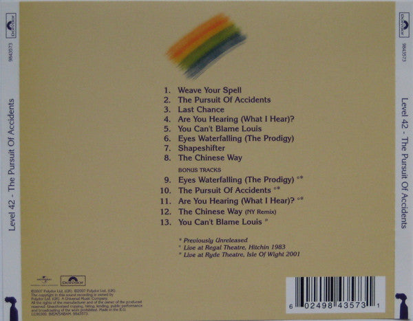 Level 42 : The Pursuit Of Accidents (CD, Album, RE, RM)