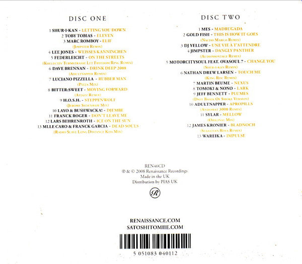 Satoshi Tomiie : Renaissance: The Masters Series Part 11 (2xCD, Mixed)