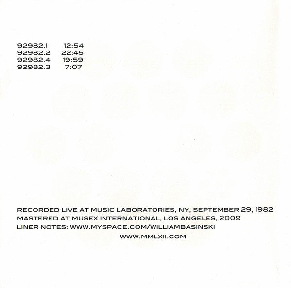 William Basinski : 92982 (CD, Album, Jew)
