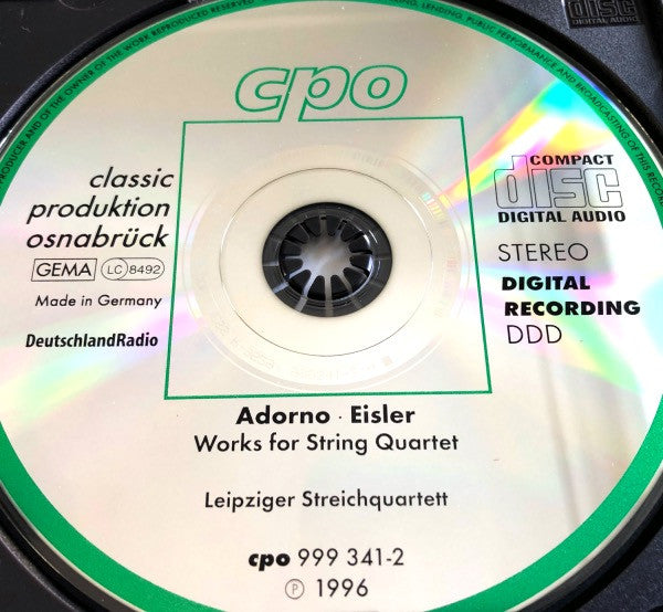 Theodor W. Adorno / Hanns Eisler - Leipziger Streichquartett : Works For String Quartet (CD, Album)