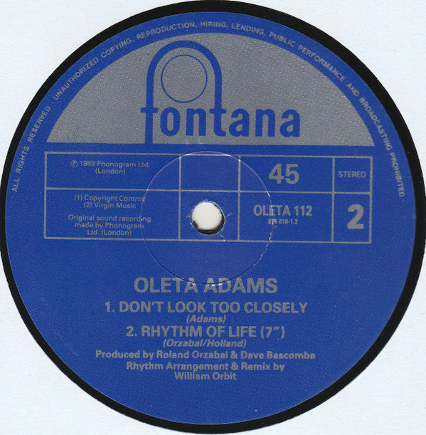 Oleta Adams : Rhythm Of Life (12&quot;)