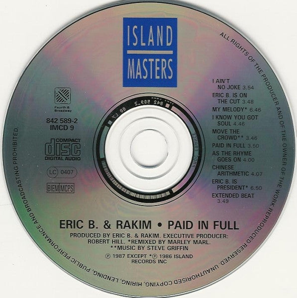 Eric B. &amp; Rakim : Paid In Full (CD, Album, RE)