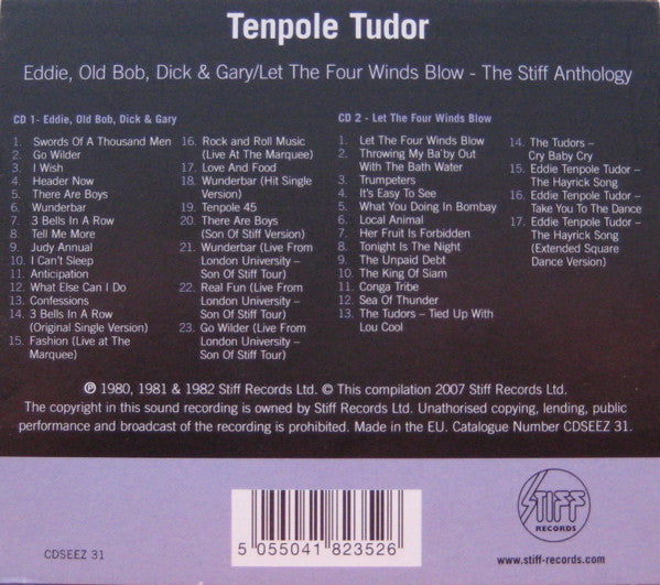 Tenpole Tudor : Eddie, Old Bob, Dick And Gary/Let The Four Winds Blow:  The Stiff Anthology (CD, Album, RE, RM + CD, Album, RE, RM + Comp)