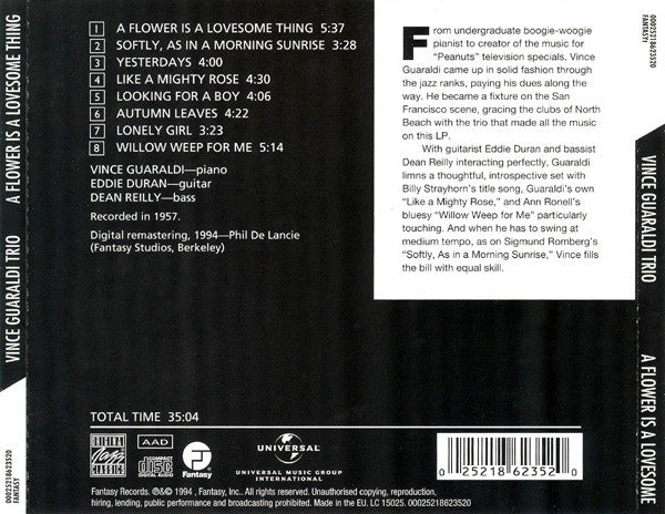 The Vince Guaraldi Trio* : A Flower Is A Lovesome Thing (CD, Album, RE, RM)