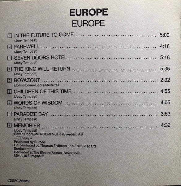 Europe (2) : Europe (CD, Album, RE)