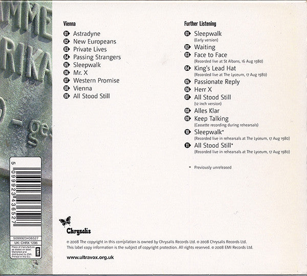 Ultravox : Vienna (CD, Album, RE + CD, Comp + RM, Def)