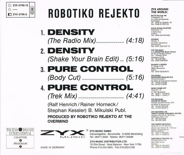 Robotiko Rejekto : Density / Pure Control (CD, Maxi)