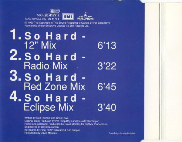 Pet Shop Boys : So Hard (Remix By David Morales) (CD, Maxi)