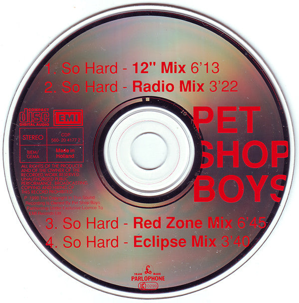 Pet Shop Boys : So Hard (Remix By David Morales) (CD, Maxi)