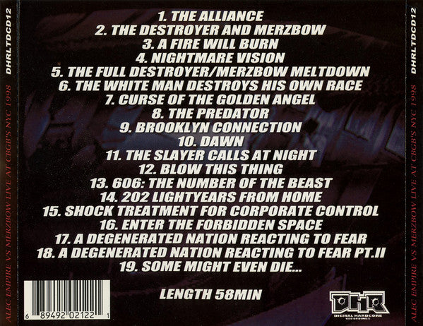 Alec Empire Vs Merzbow : Live CBGB's NYC 1998 (CD, Ltd)