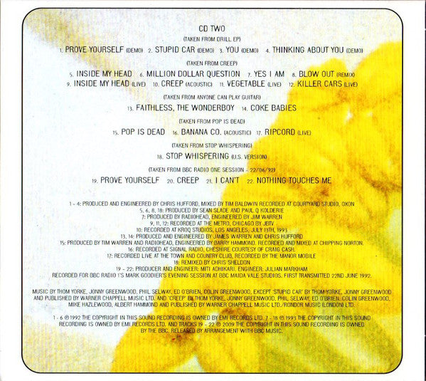 Radiohead : Pablo Honey (CD, Album, RE + CD, Comp + Col)