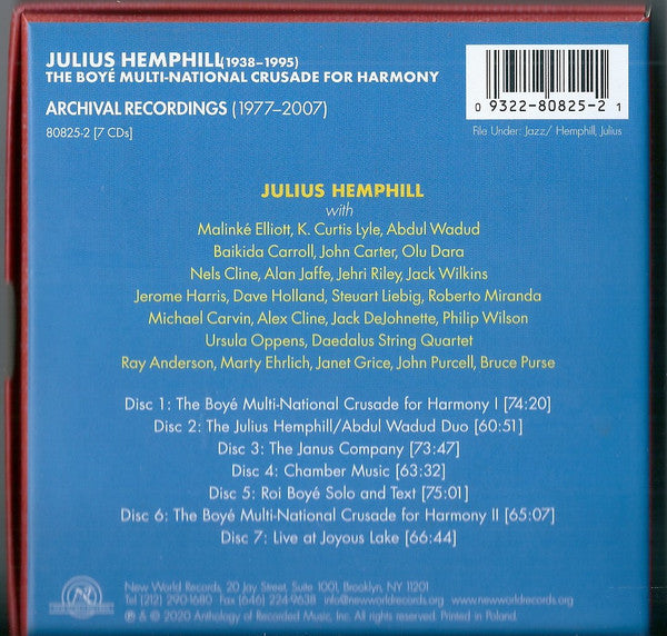 Julius Hemphill : The Boyé Multi-National Crusade For Harmony (Archival Recordings (1977-2007)) (7xCD + Box)