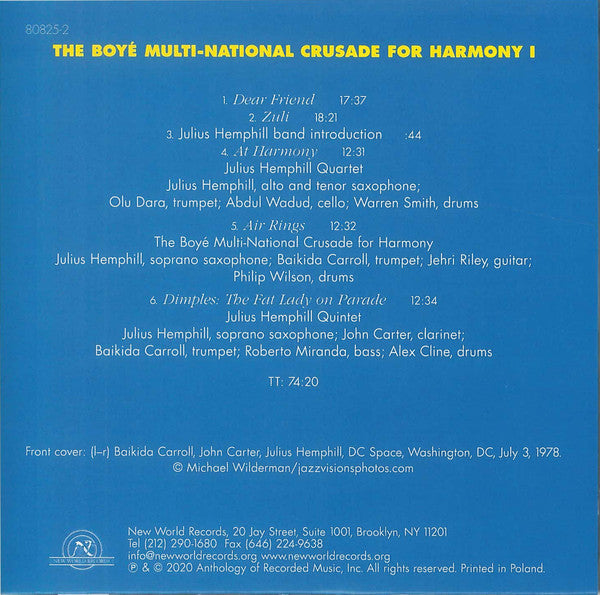 Julius Hemphill : The Boyé Multi-National Crusade For Harmony (Archival Recordings (1977-2007)) (7xCD + Box)